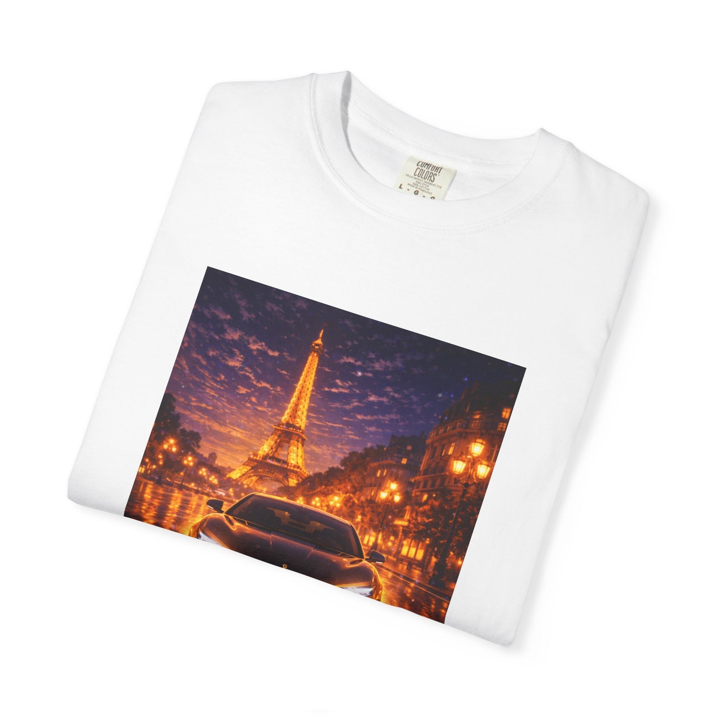 Paris Night Drive T-Shirt — Eiffel Tower Car Scene