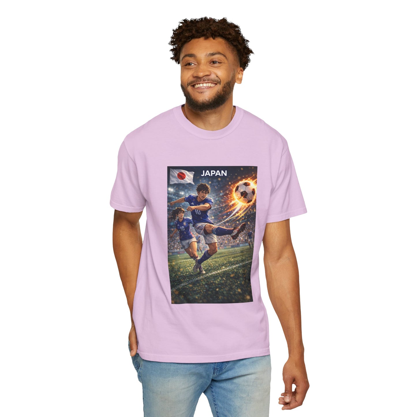 Japan Soccer Team Graphic T‑Shirt — Dynamic Football Players Design