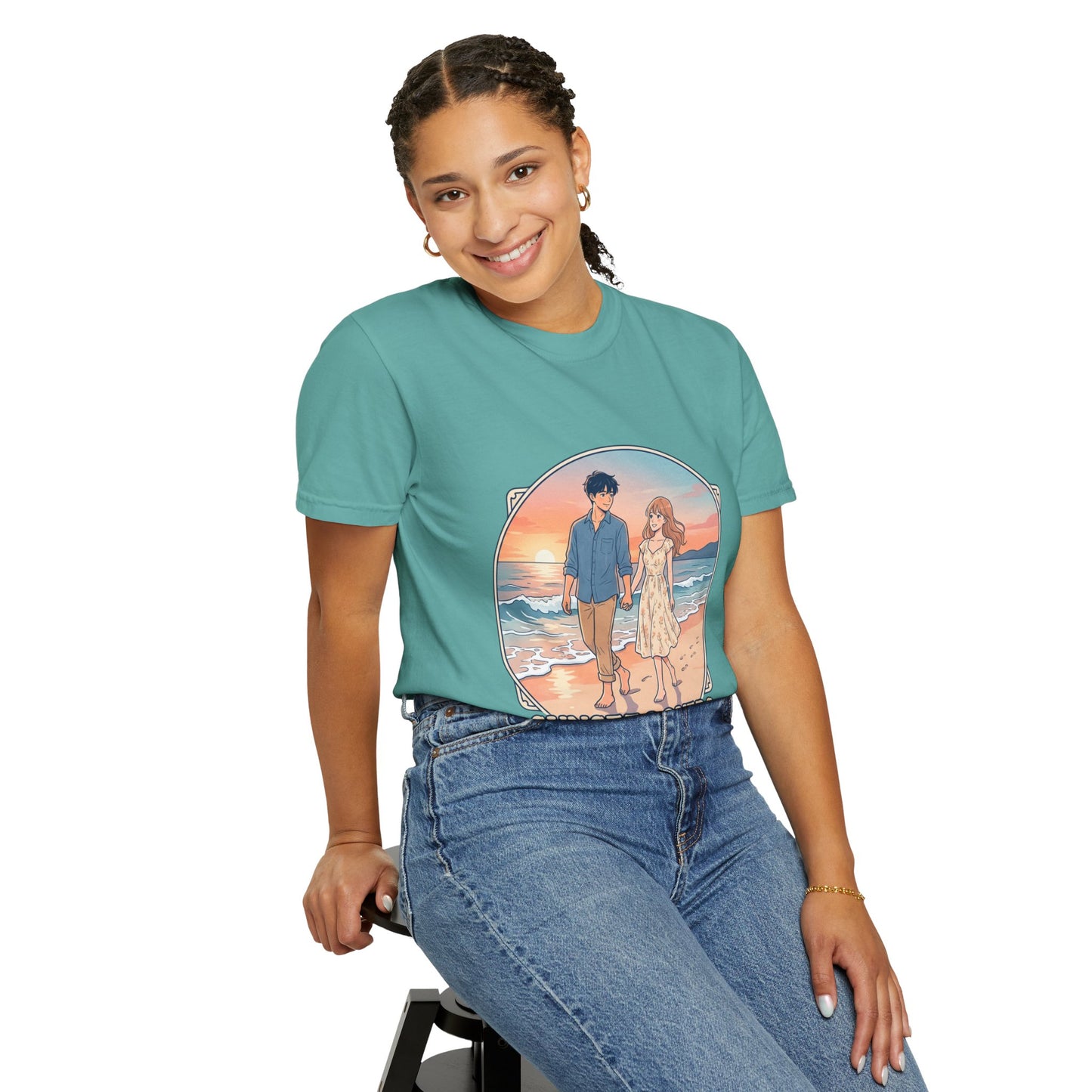 Sunset Lovers Beach T-Shirt — Romantic Couple Graphic Tee