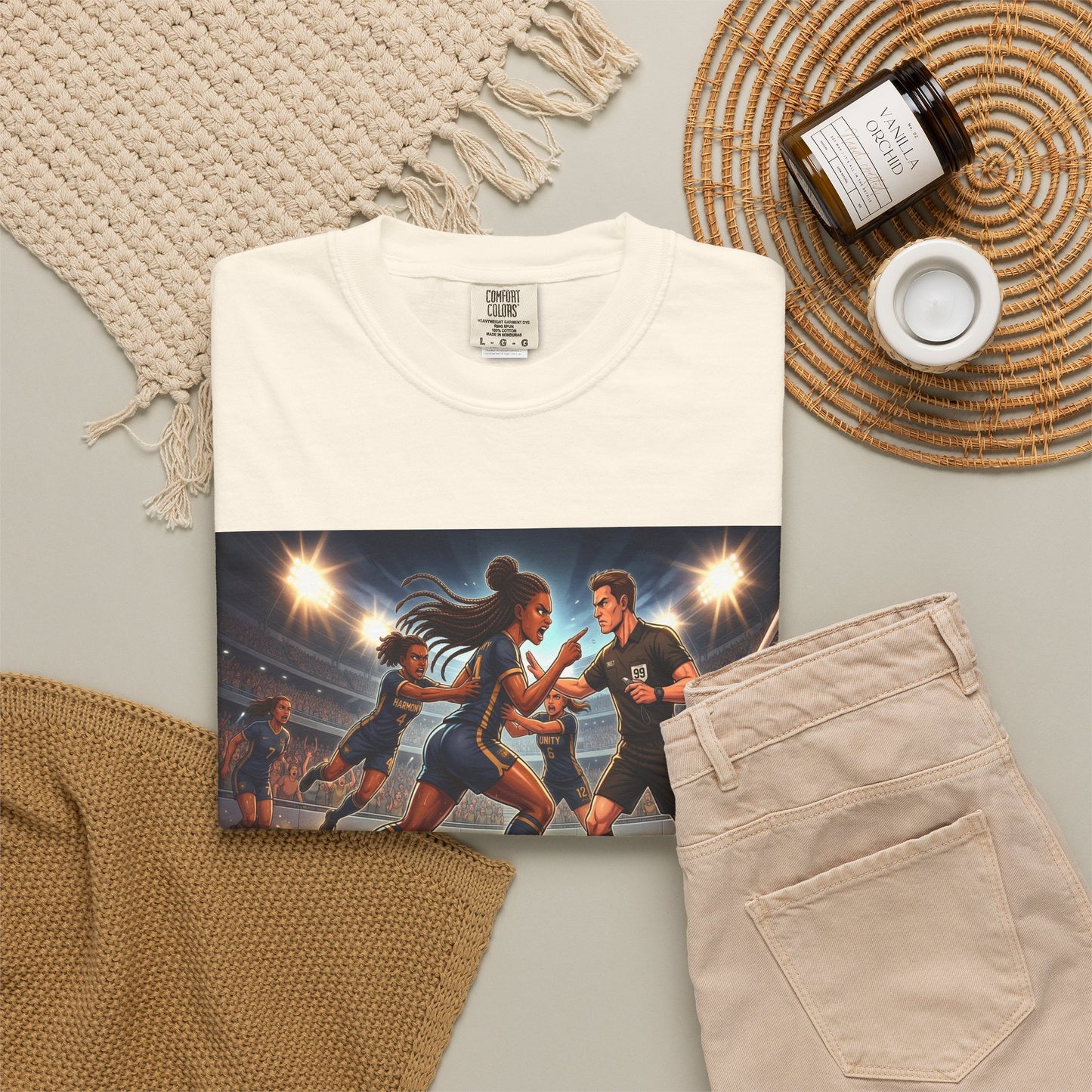 Soccer Night Match T-Shirt — Dynamic Players Under Stadium Lights