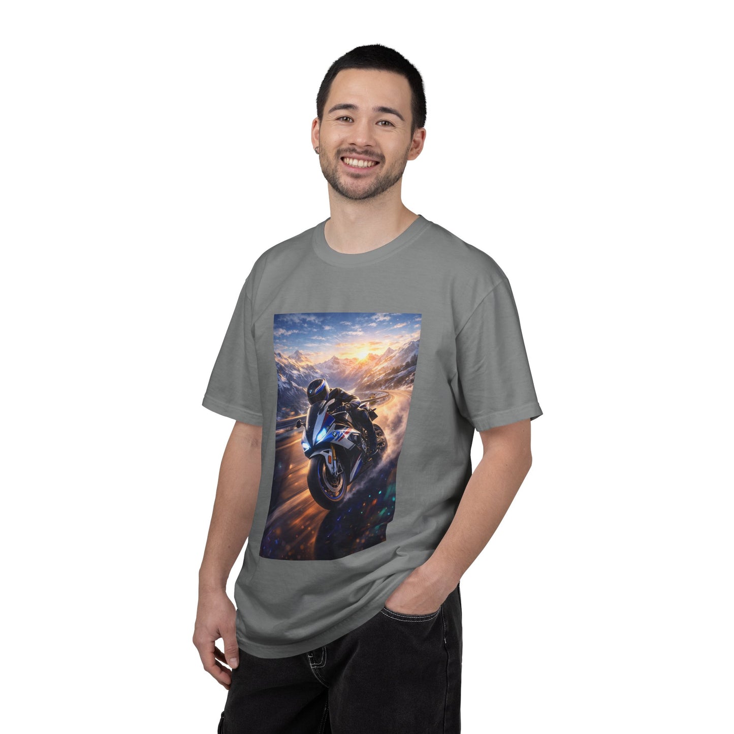 BMW S1000RR ALPINE GHOST RIDE - T‑Shirt — Sportbike Skyline Graphic Tee