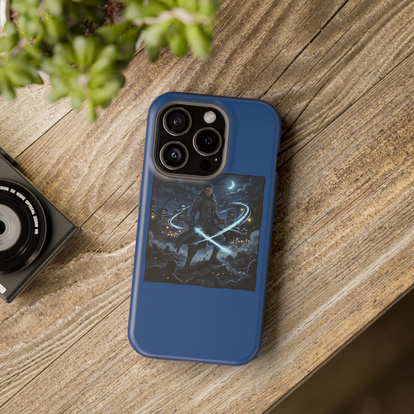 Magnetic Impact-Resistant Phone Case — Night Warrior Sci‑Fi Design