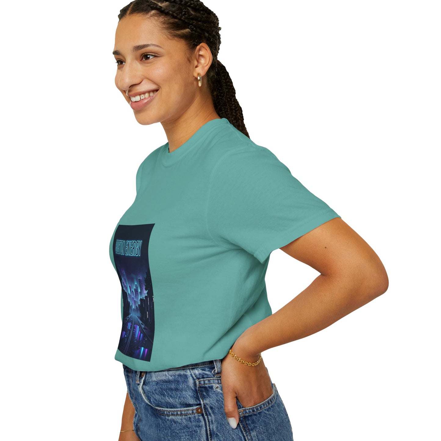 T-Shirt — "Boston Energy" Neon Cityscape Graphic Tee