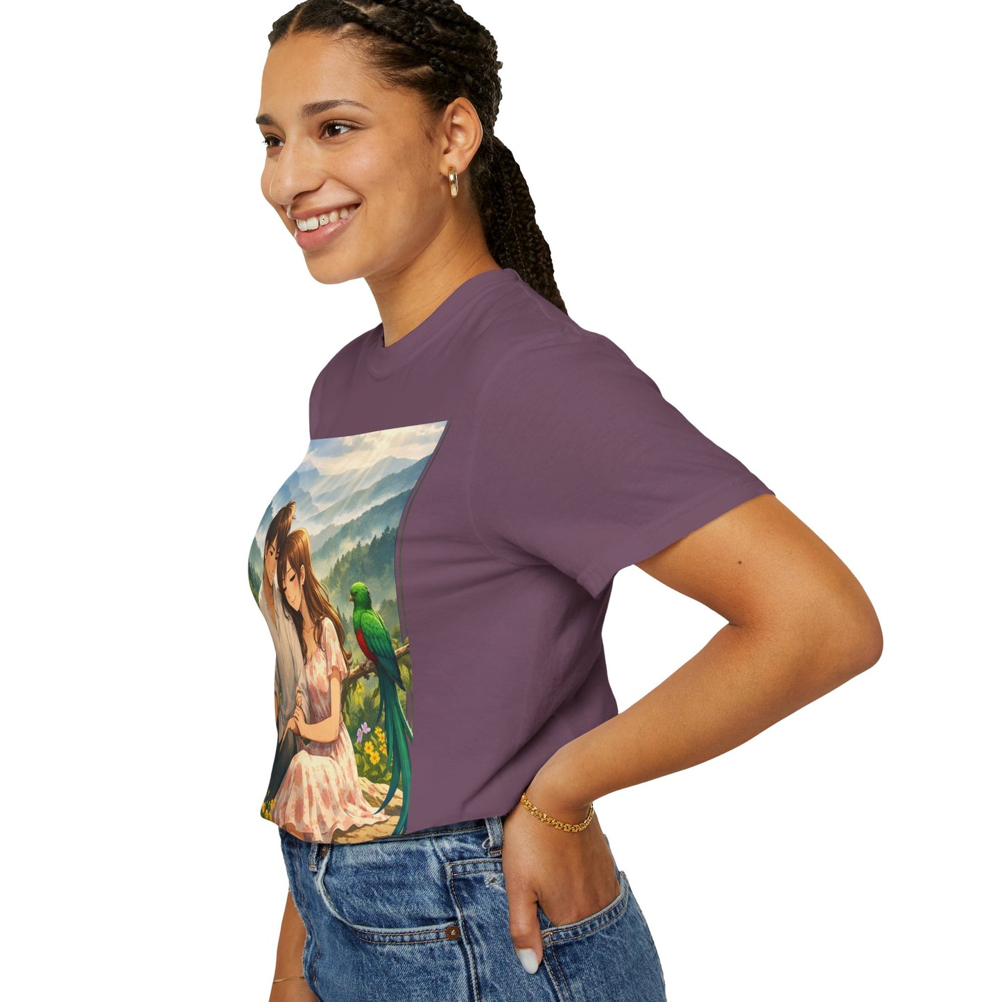 Romantic Anime Couple T-Shirt — Sunset Meadow Illustration