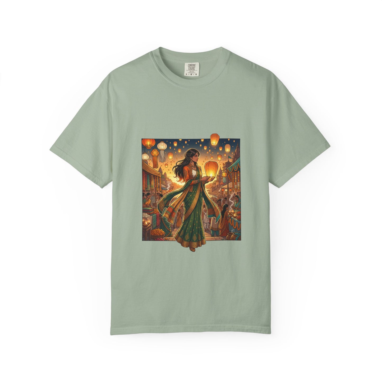 Diwali Lantern Festival T-Shirt — Indian Dancer with Floating Sky Lanterns