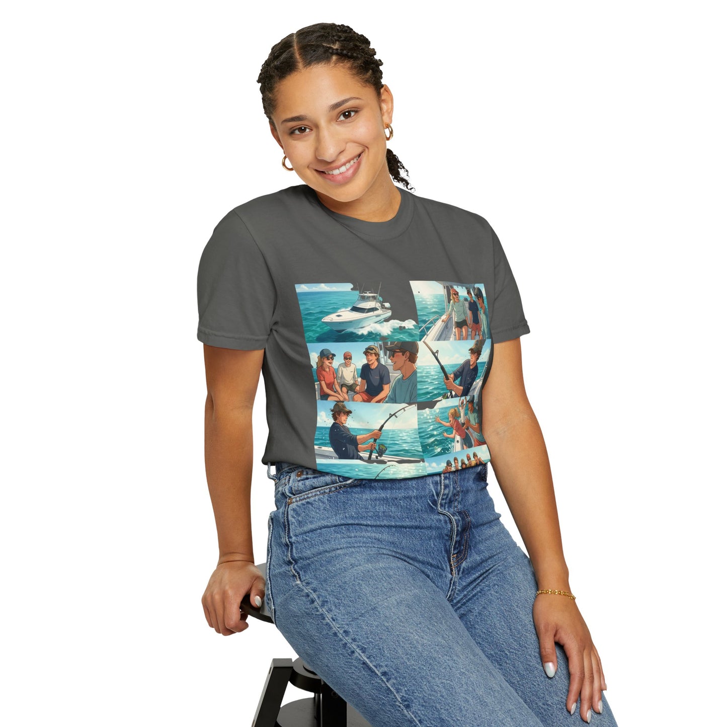 Deep Sea Energy (Friends Fishing Edition) Fishing Trip Photo Collage T-Shirt
