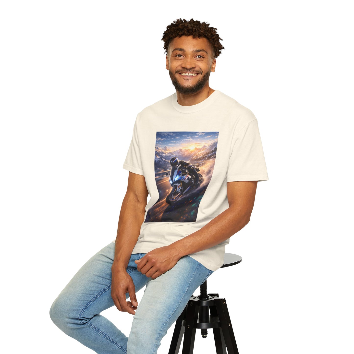BMW S1000RR ALPINE GHOST RIDE - T‑Shirt — Sportbike Skyline Graphic Tee