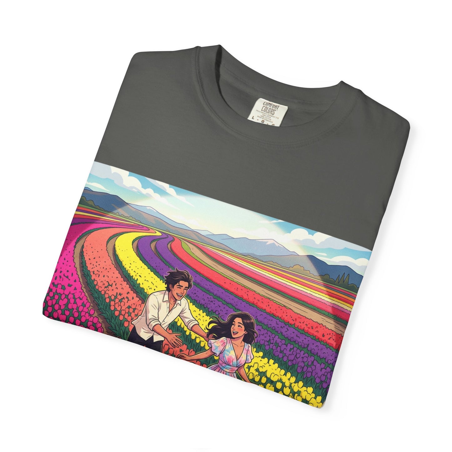 Spring of Us T-Shirt — Floral Field Vintage Couple Graphic Tee