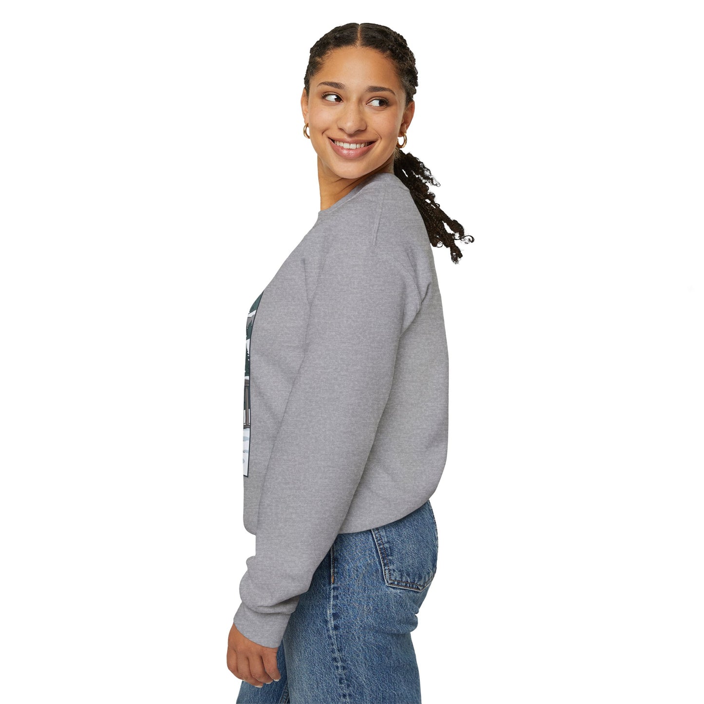 Crewneck Sweatshirt — Franconia Notch Winter Couple Scenic Graphic