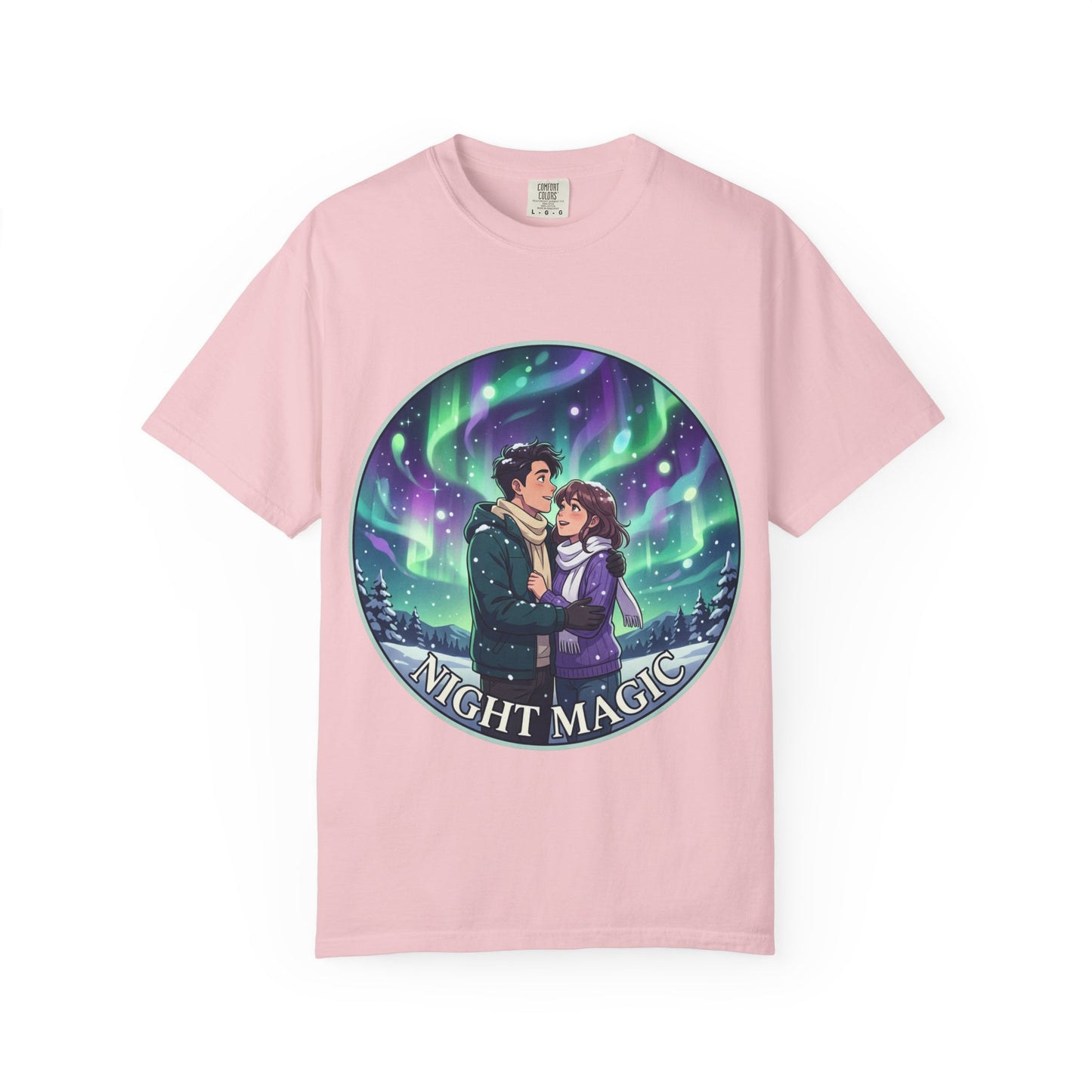 Night Magic T-Shirt — Northern Lights Couple Illustration
