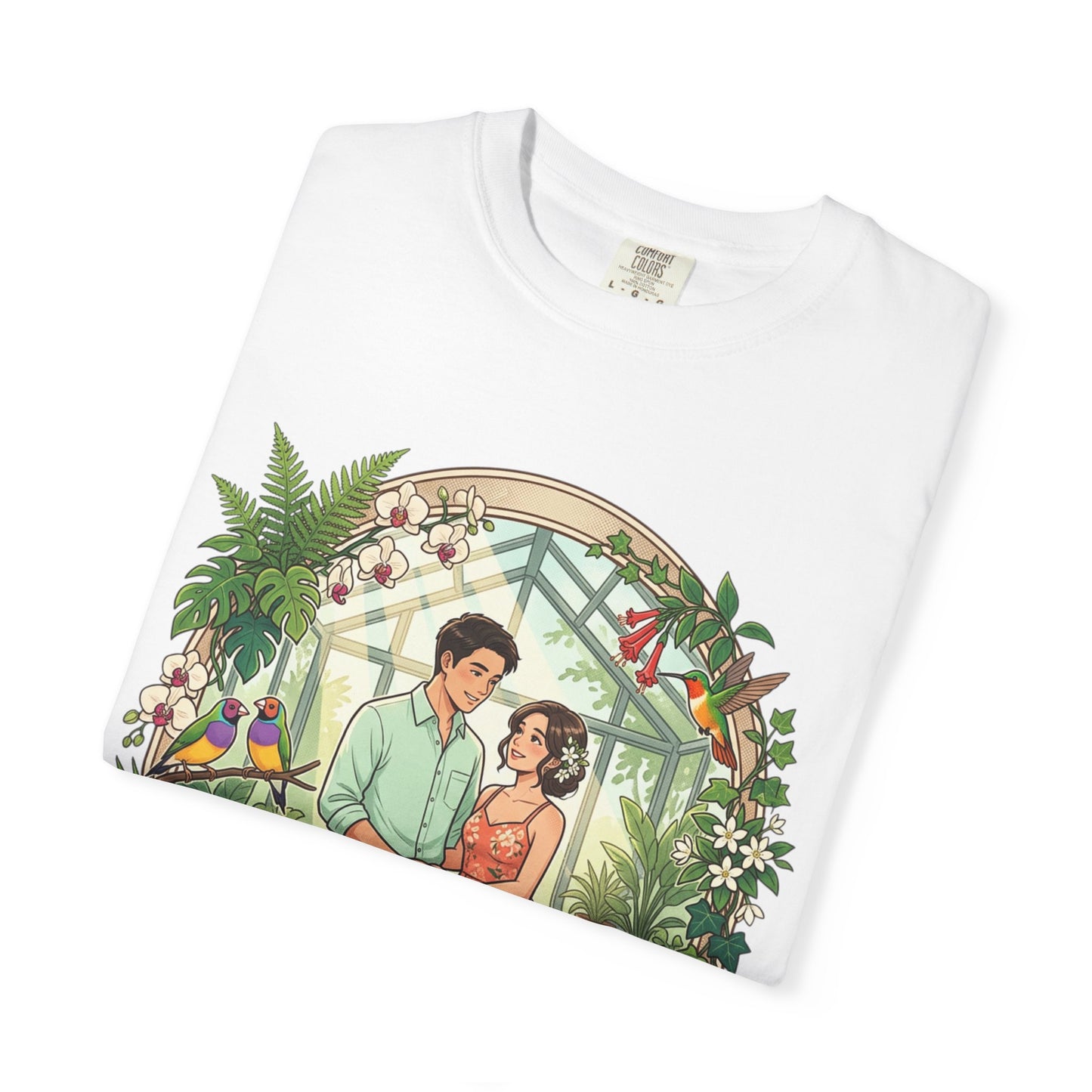 Romantic Greenhouse Couples T-Shirt — “Love Grows Where We Nurture It”