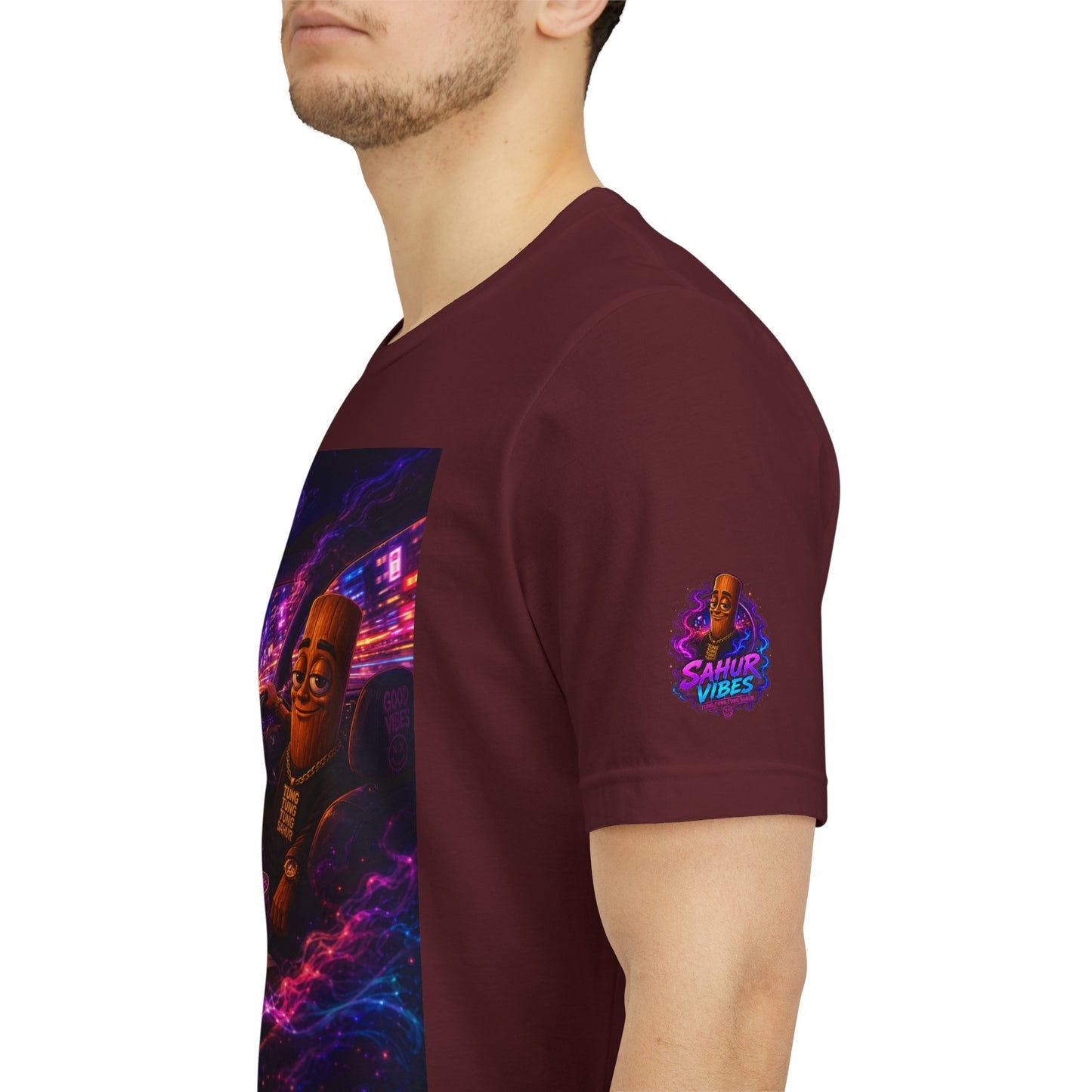 Tung Tung Tung Sahur Who Ride Like Us T-Shirt — Night Cruise Vaporwave Graphic Tee