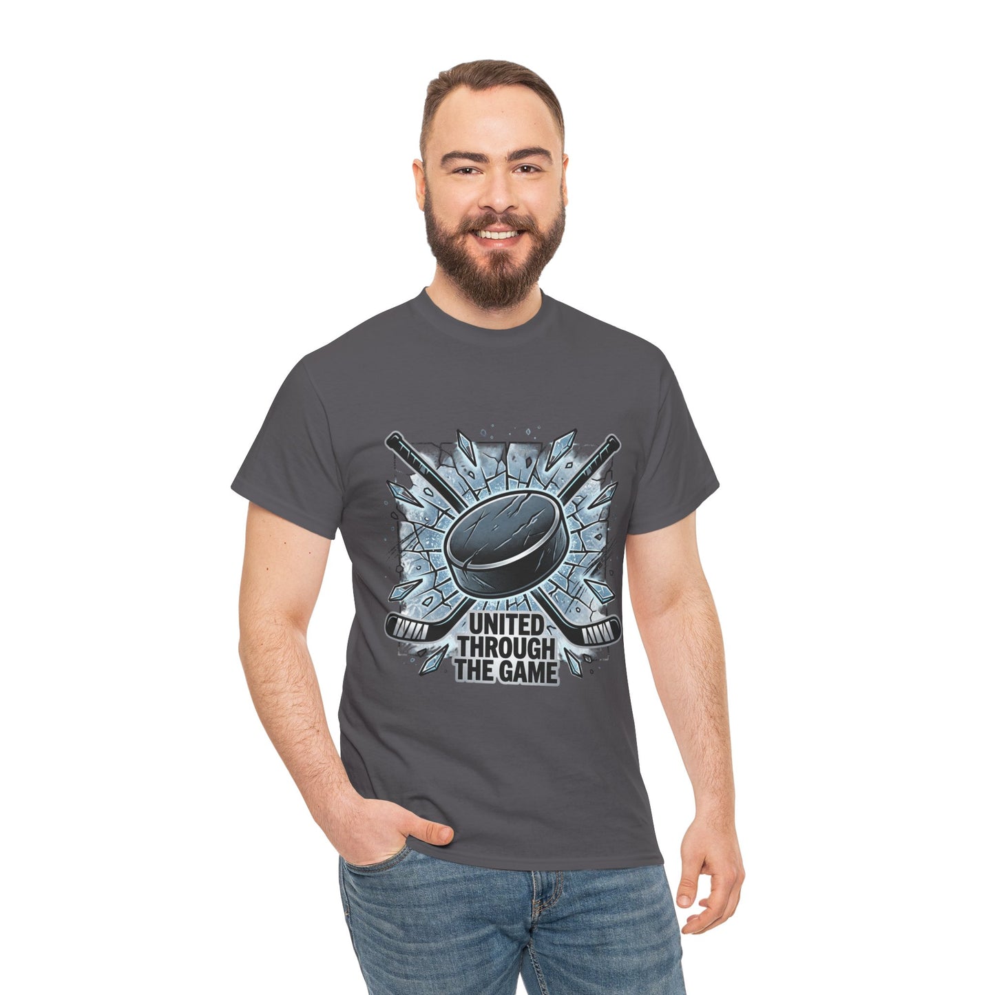 Hockey T-Shirt — "United Through the Game" Graphic Tee
