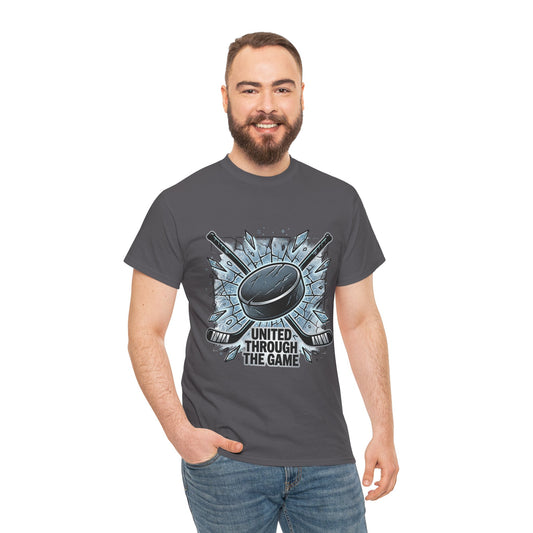 Hockey T-Shirt — "United Through the Game" Graphic Tee