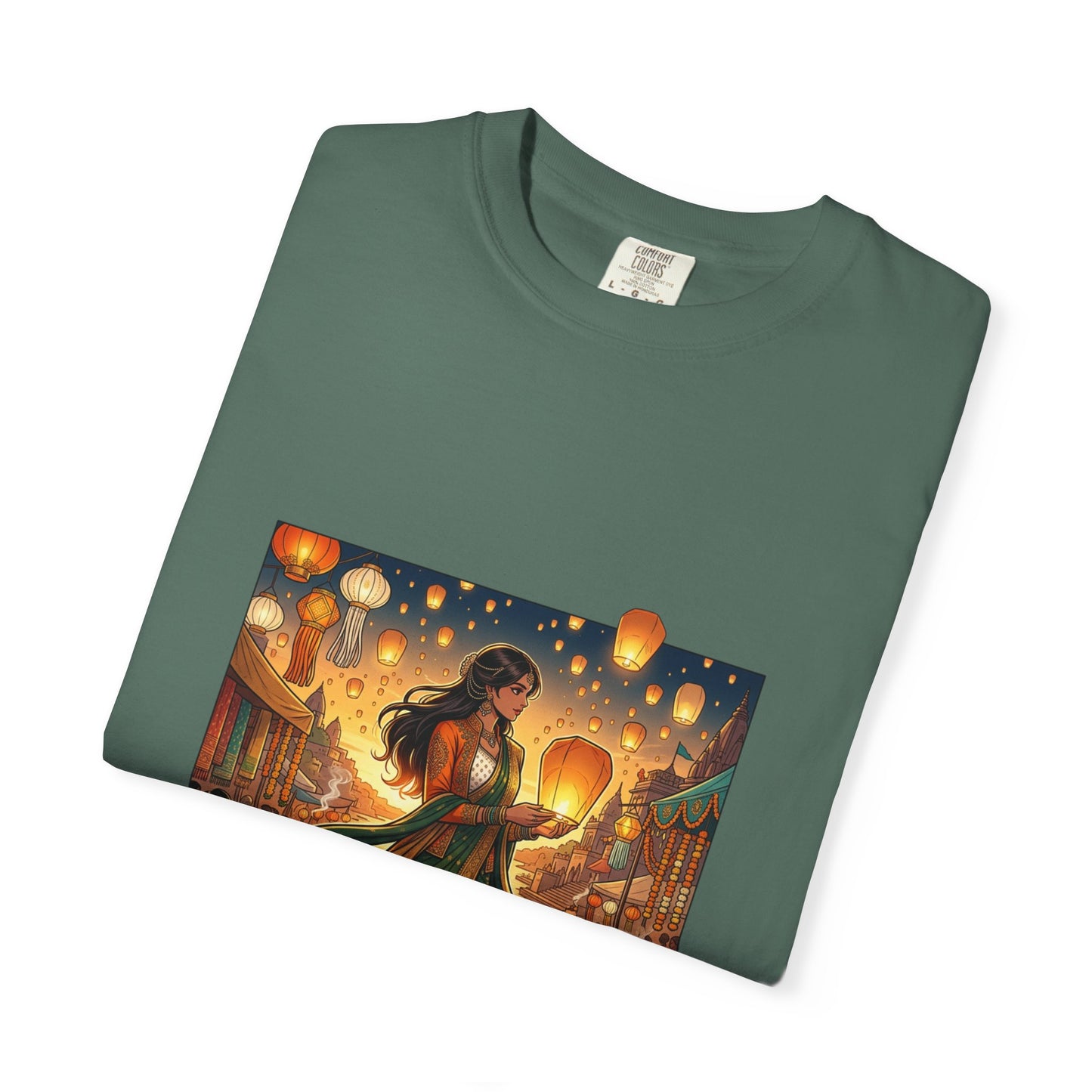 Diwali Lantern Festival T-Shirt — Indian Dancer with Floating Sky Lanterns