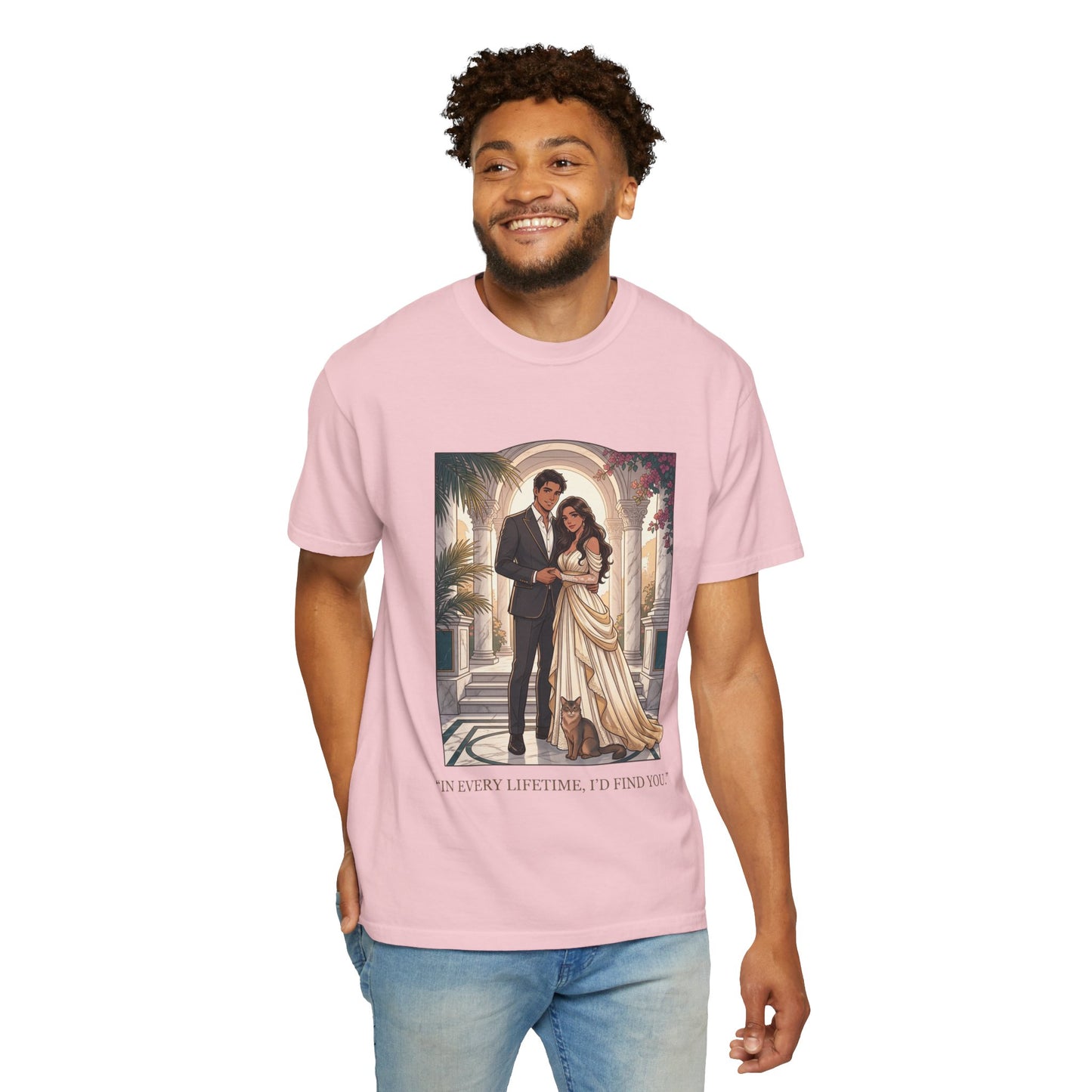 Romantic Vintage Wedding Portrait T-Shirt — "In Every Lifetime, I'd Find You"