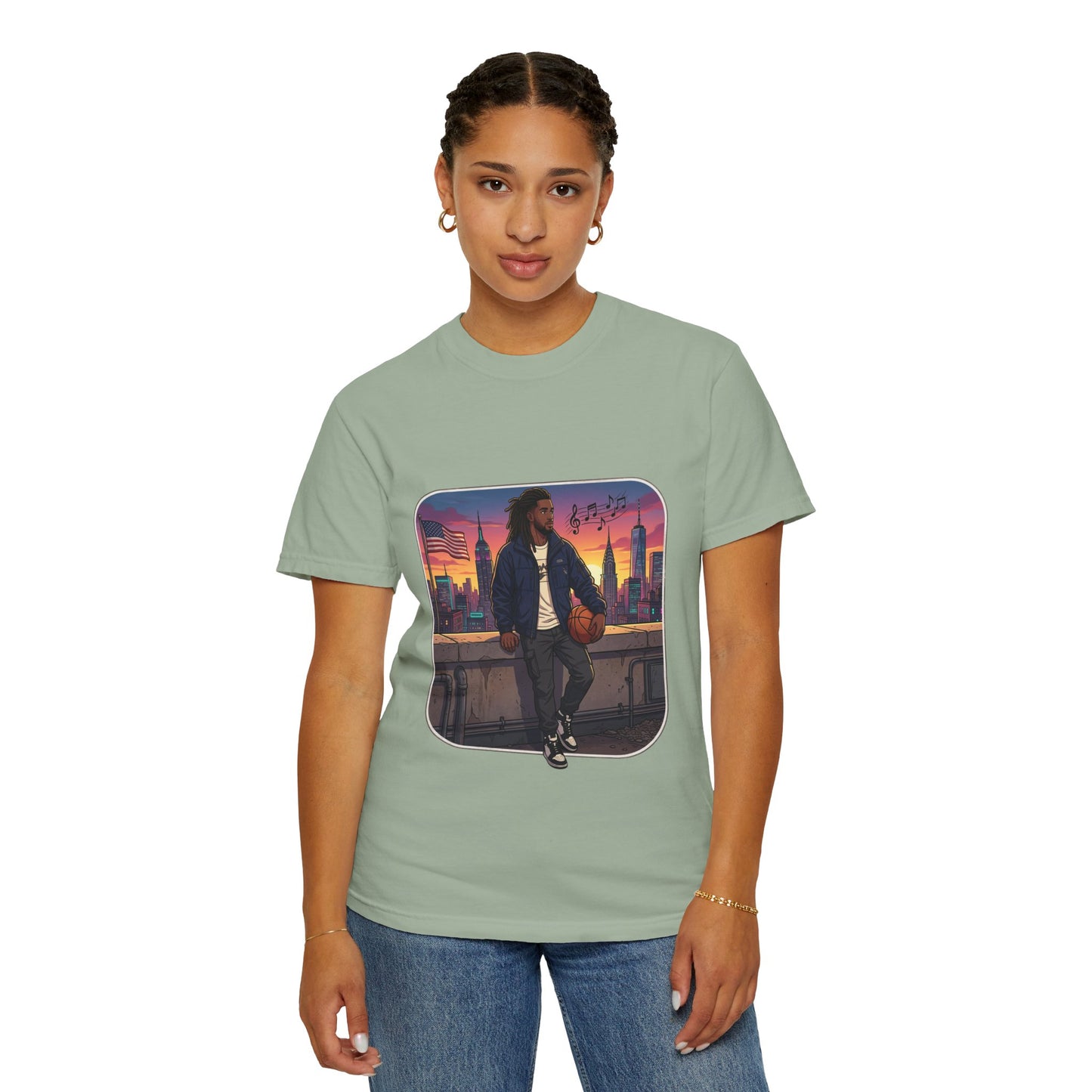 City Sunset Basketball Player T-Shirt — Urban Hoop Lifestyle Tee