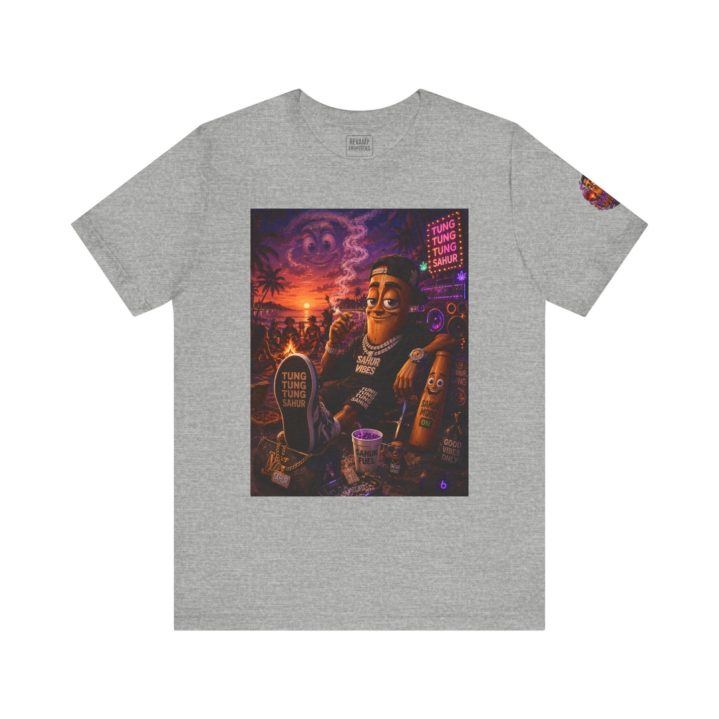 Tung Tung Tung Sahur Laid-Back Nightlife Graphic Tee — "Things Take Time" Urban Cartoon Design