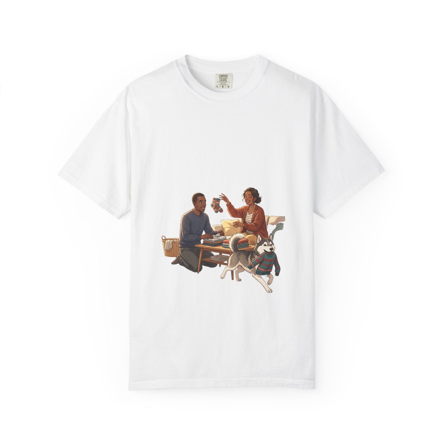 Picnic Cheers T-Shirt — Vintage Couple & Dog Illustration Tee