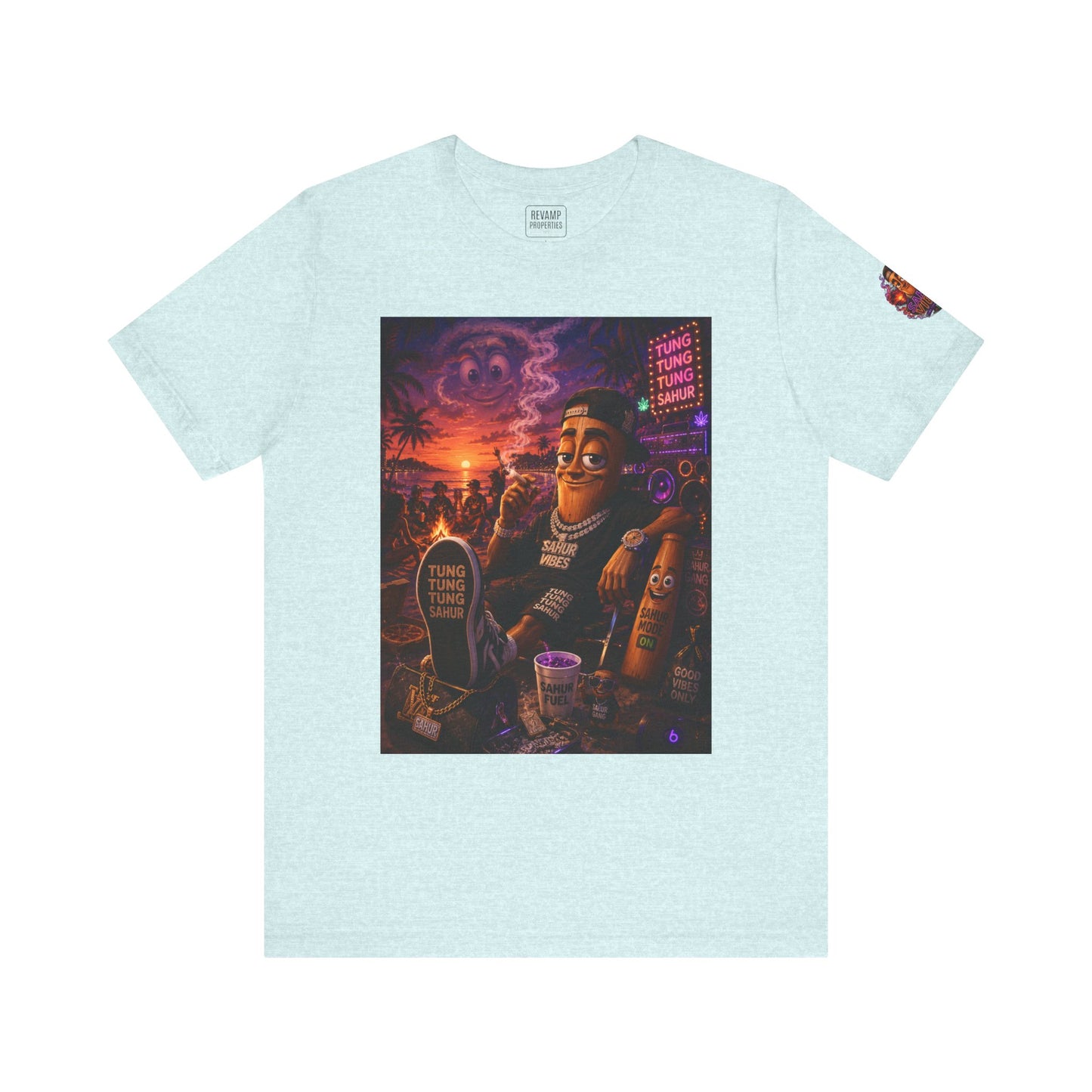 Tung Tung Tung Sahur Laid-Back Nightlife Graphic Tee — "Things Take Time" Urban Cartoon Design