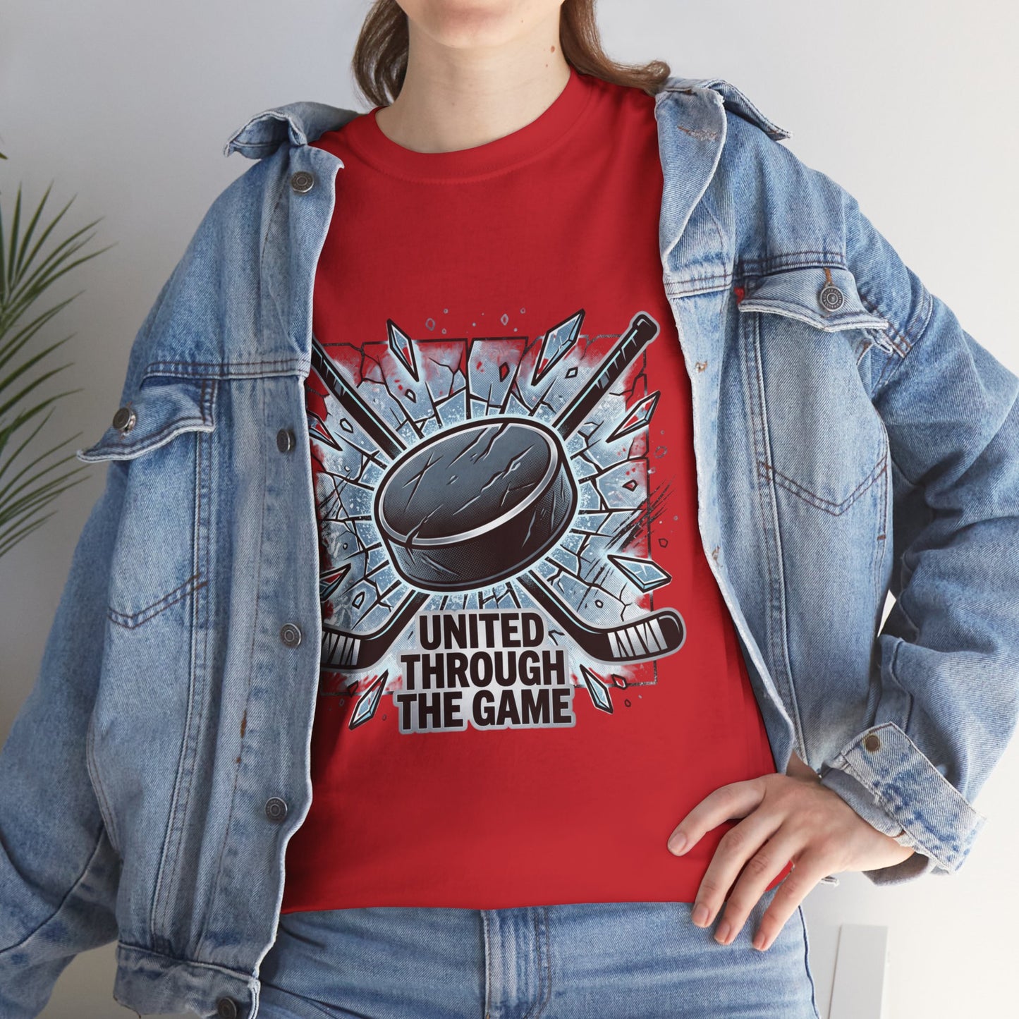 Hockey T-Shirt — "United Through the Game" Graphic Tee