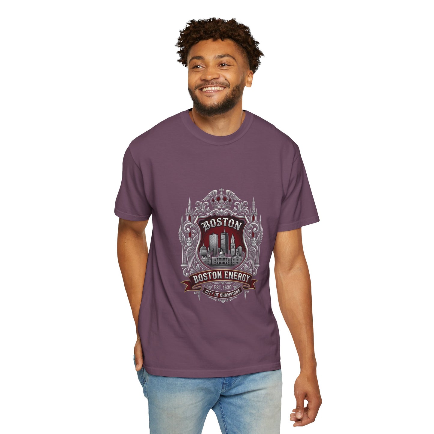 Boston Energy Vintage Crest T-Shirt — Retro City Skyline Tee