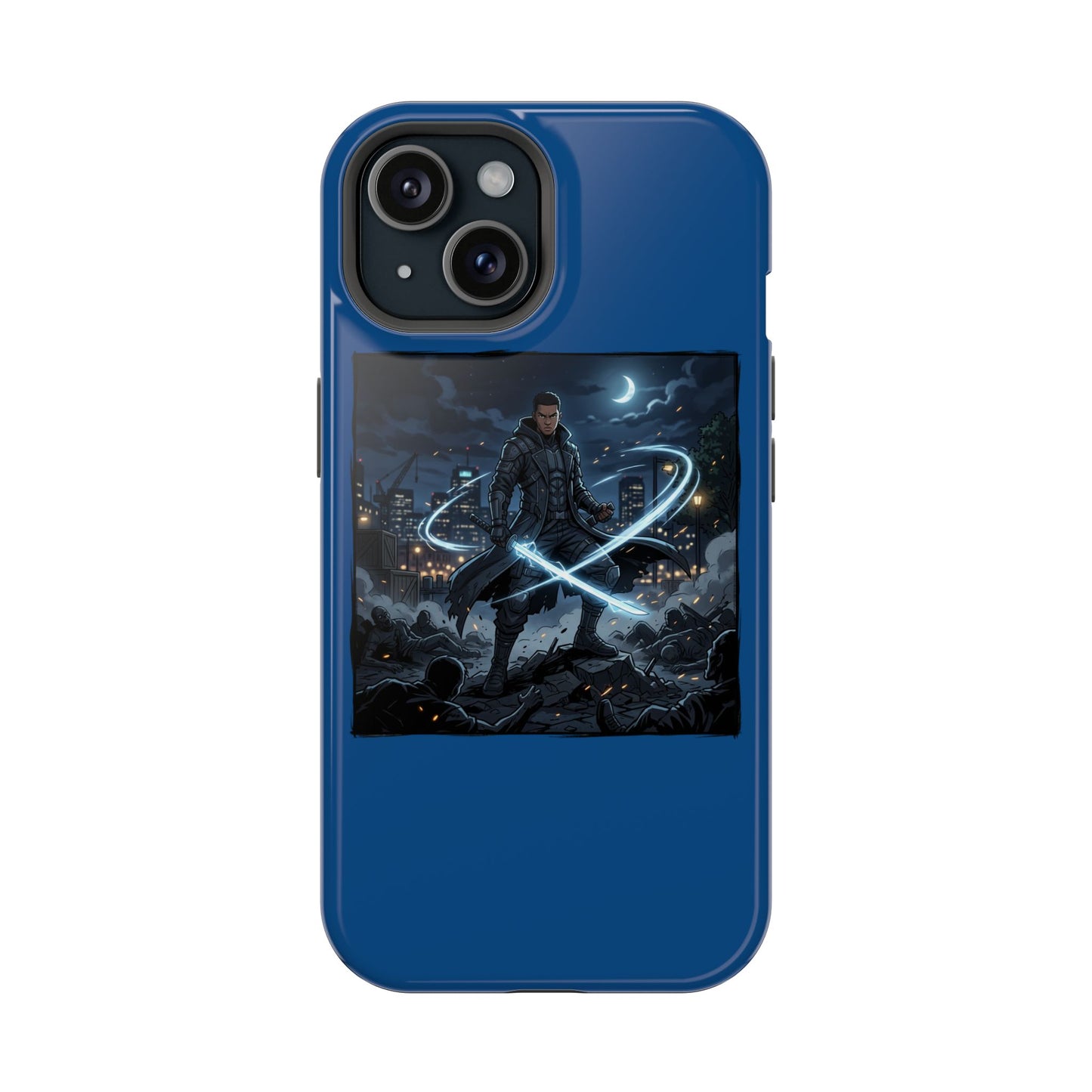 Magnetic Impact-Resistant Phone Case — Night Warrior Sci‑Fi Design
