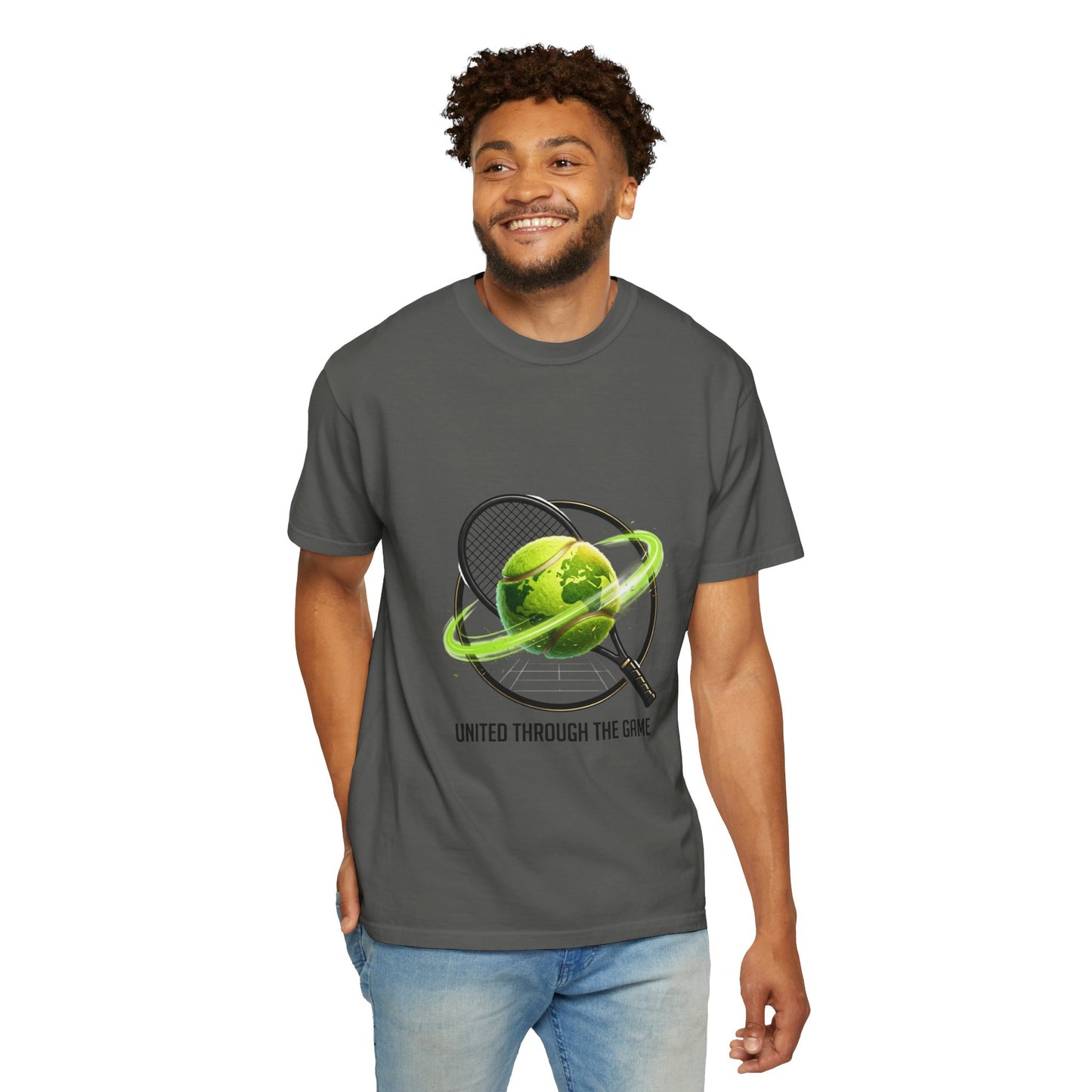 Tennis Globe T‑Shirt — "United Through the Game" Sports Tee