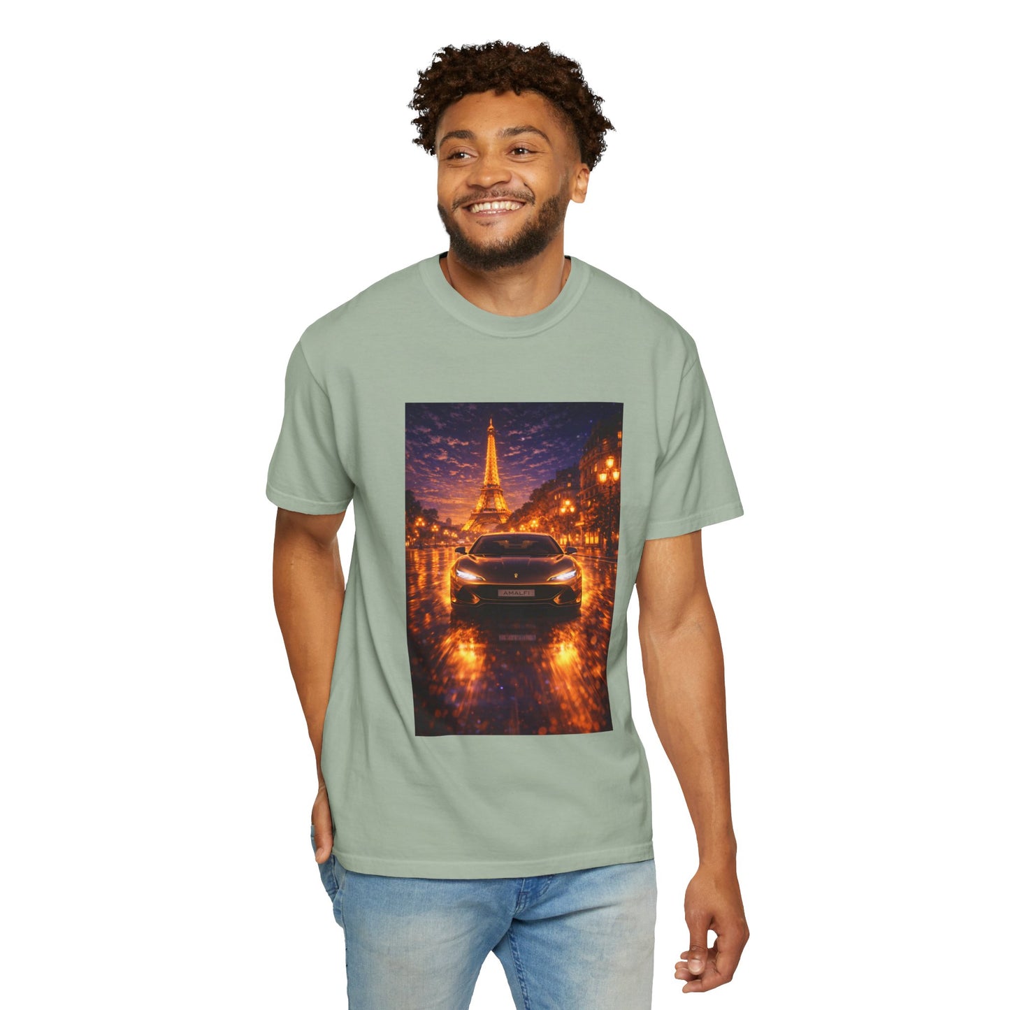 Paris Night Drive T-Shirt — Eiffel Tower Car Scene