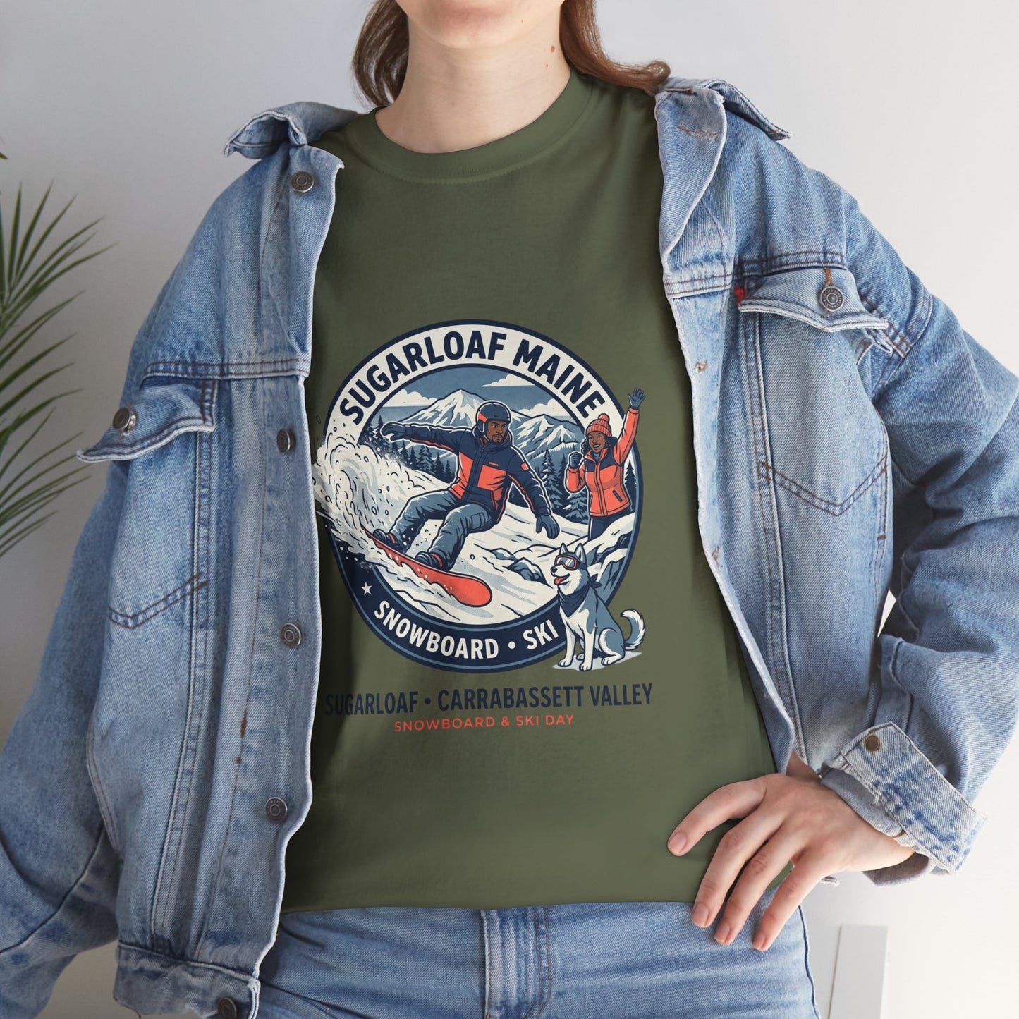 Sugarloaf Maine Snowboard & Ski T‑Shirt — Sugarloaf‑Carrabassett Valley Retro Graphic Tee