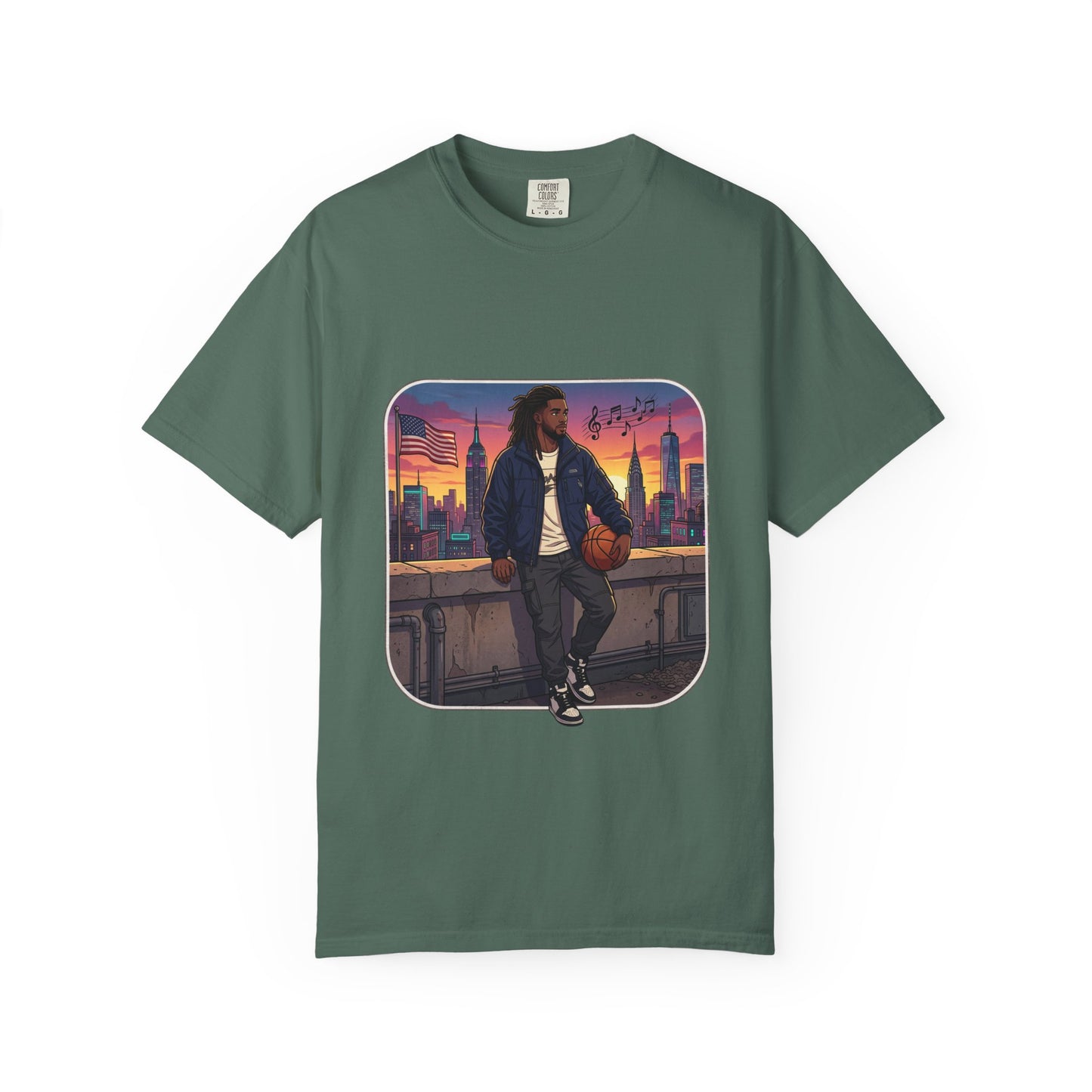 City Sunset Basketball Player T-Shirt — Urban Hoop Lifestyle Tee