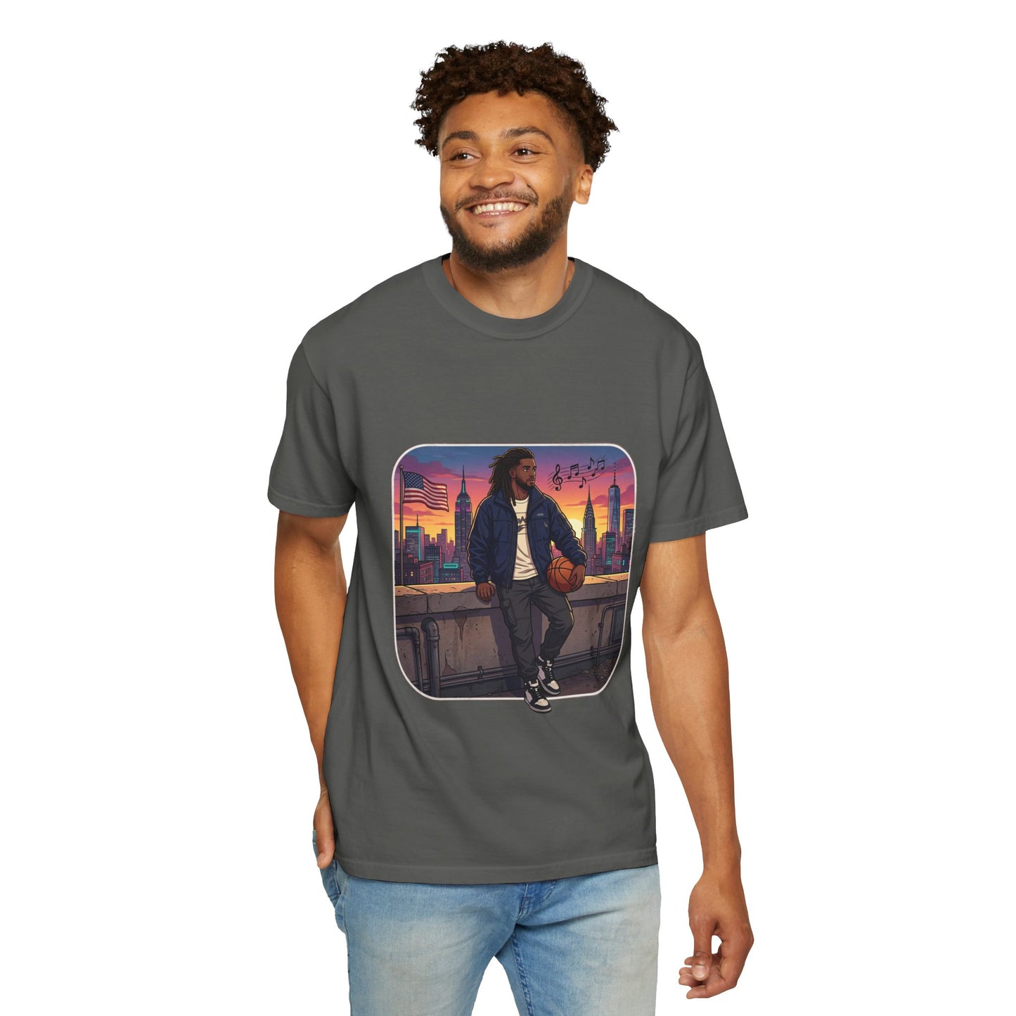 City Sunset Basketball Player T-Shirt — Urban Hoop Lifestyle Tee