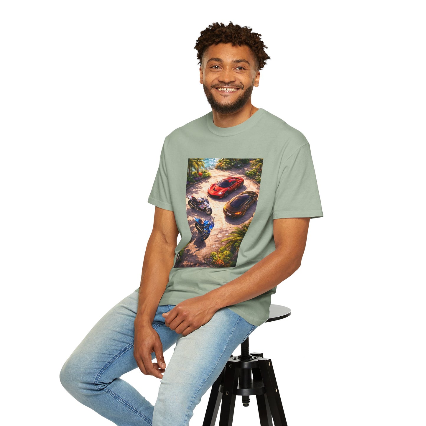 MULTI-VEHICLE - T-Shirt — Tropical Sports Cars & Motorbikes Print