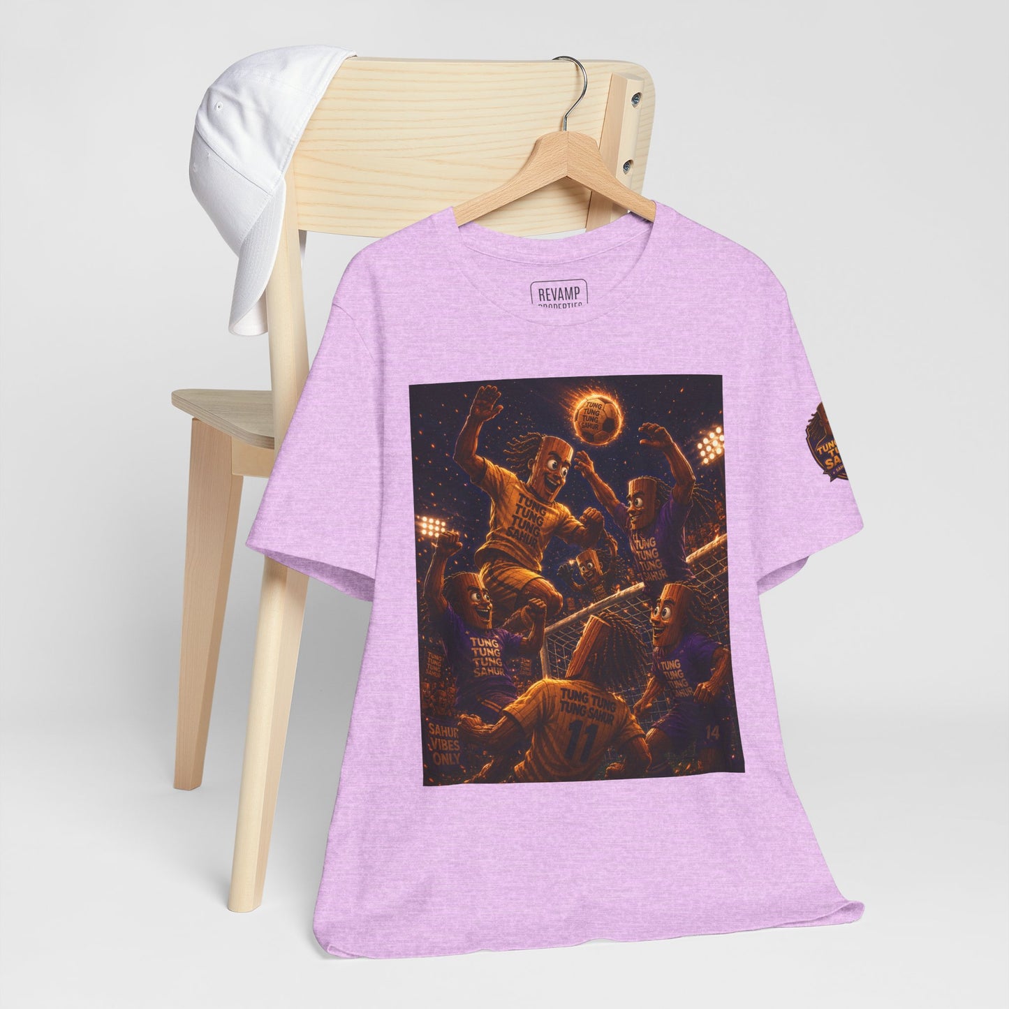 Tung Tung Tung Sahur Header Goal Soccer Action Graphic Tee — Team Court Night Design