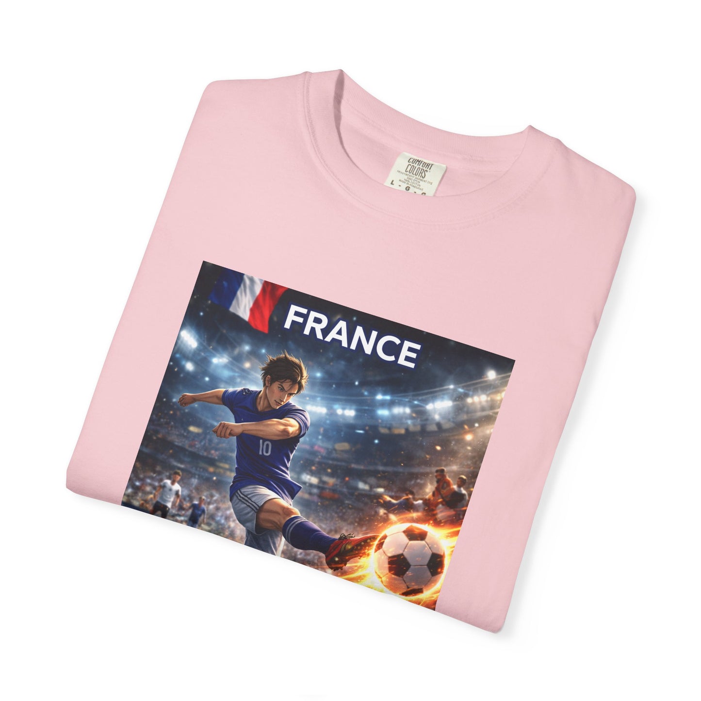 France Soccer Player Graphic T-Shirt — Football Kick Stadium Design
