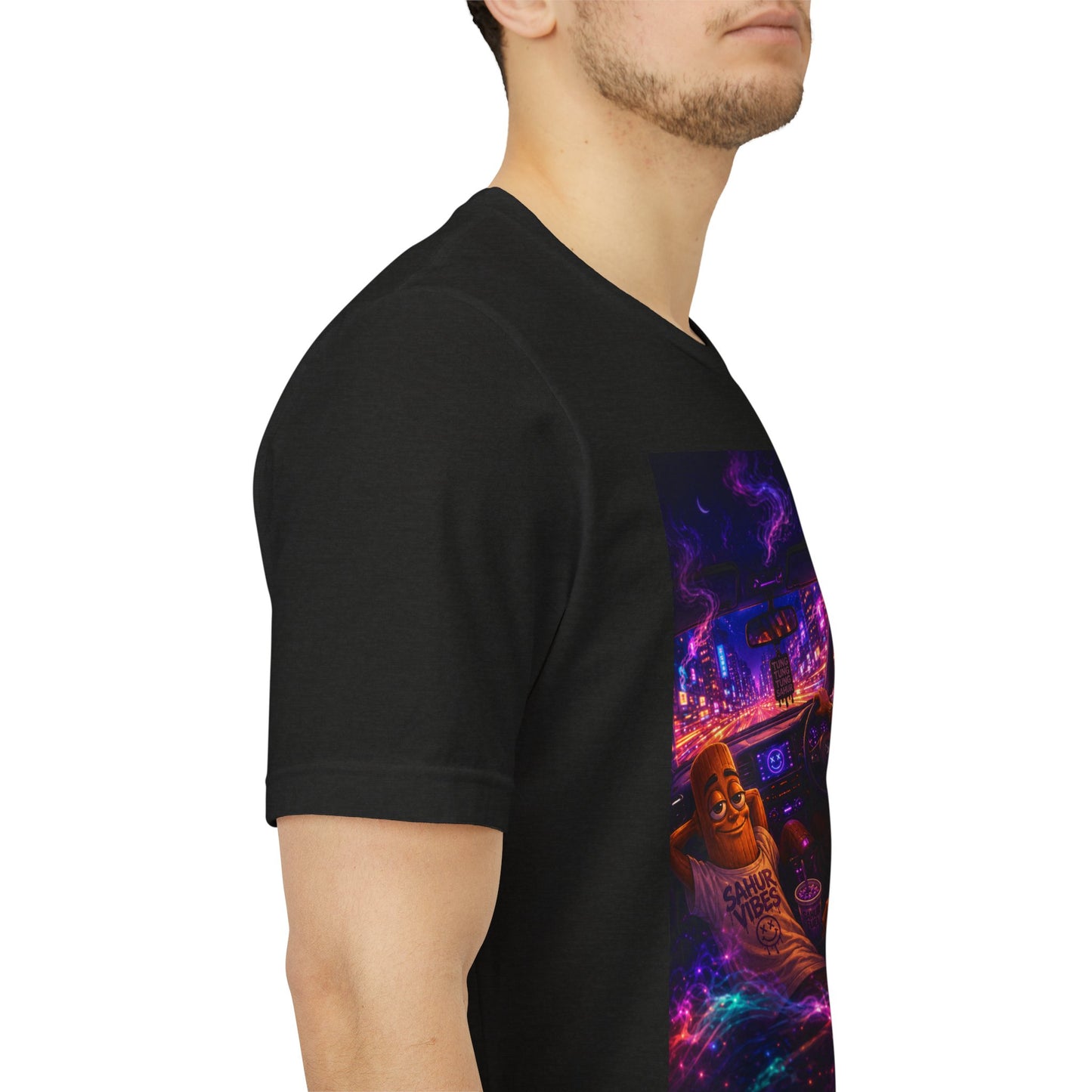 Tung Tung Tung Sahur Who Ride Like Us T-Shirt — Night Cruise Vaporwave Graphic Tee