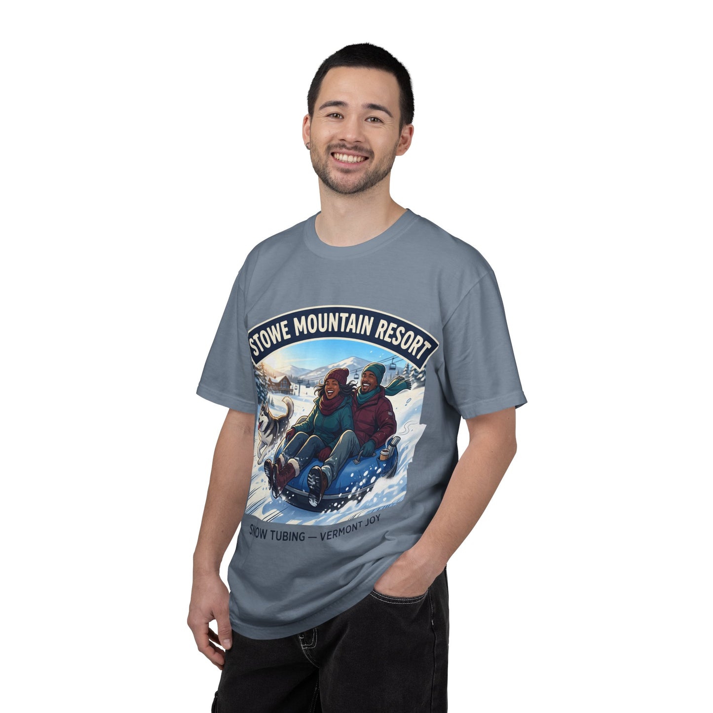 Stowe Mountain Resort Snow Tubing T-Shirt — "Vermont Joy" Winter Apparel