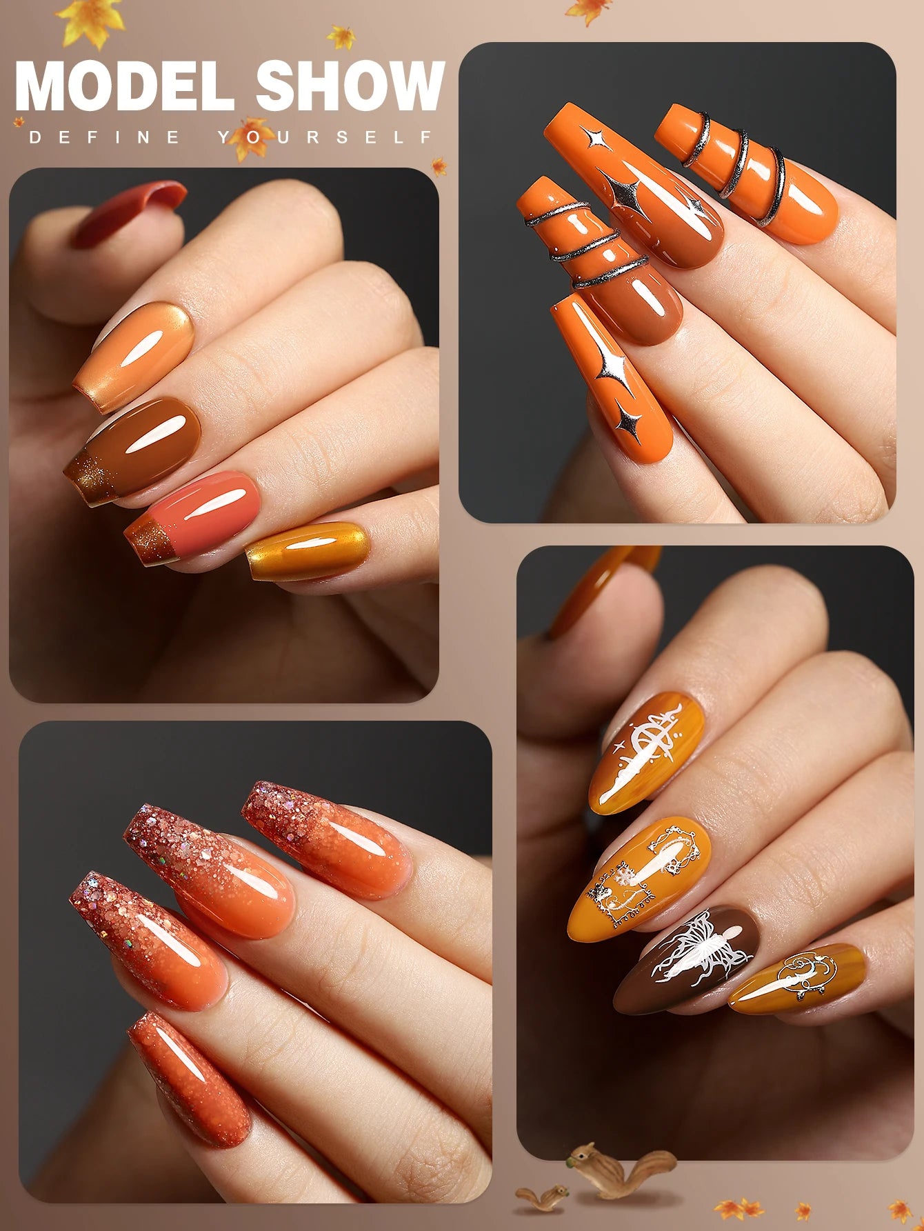YOKEFELLOW 6-Piece Gel Nail Polish Set | Fall & Winter Seasonal Colors | UV/LED Semi-Permanent Gel Varnish