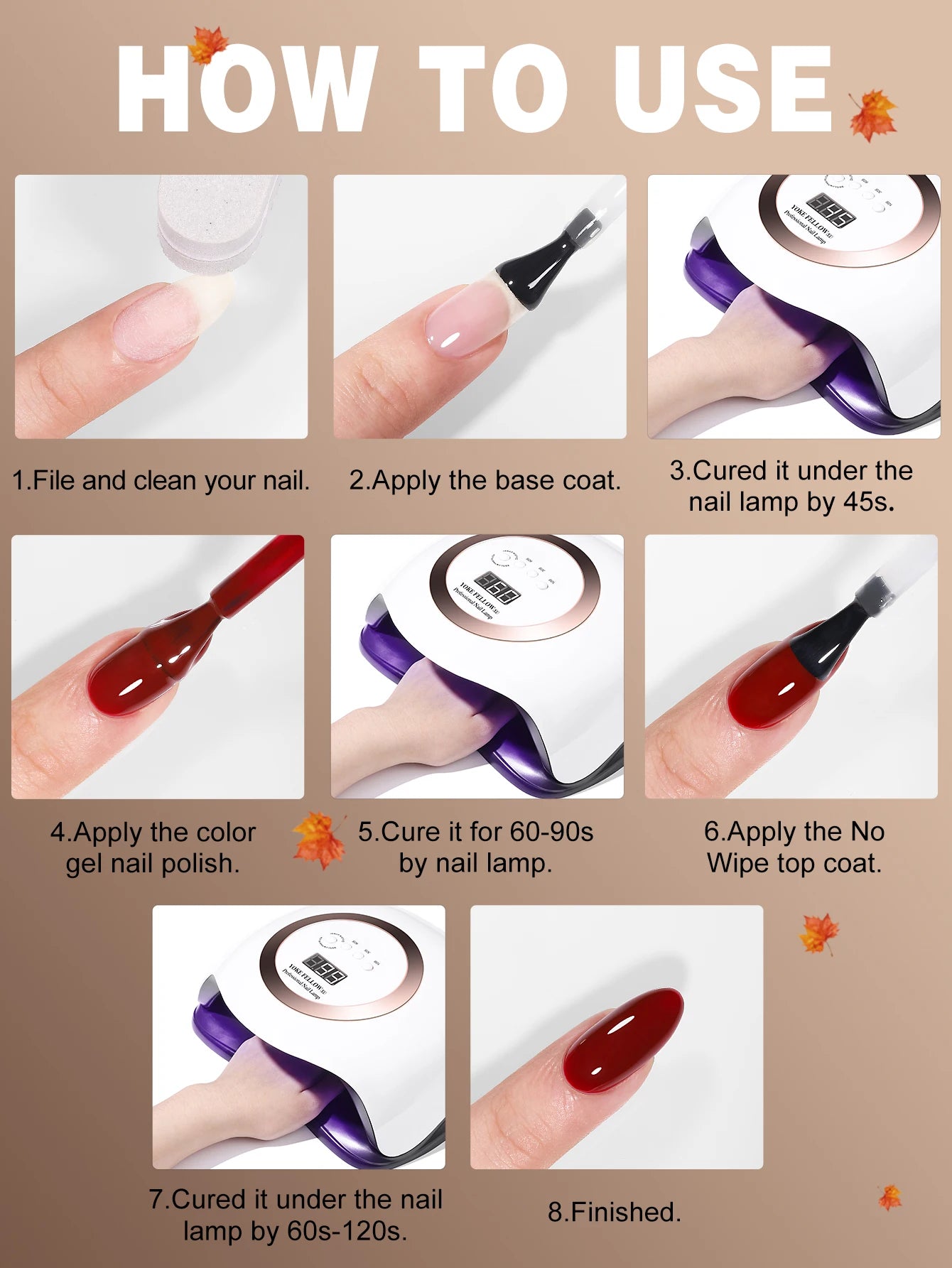 YOKEFELLOW 6-Piece Gel Nail Polish Set | Fall & Winter Seasonal Colors | UV/LED Semi-Permanent Gel Varnish