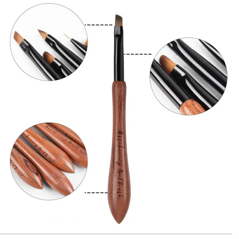 Nail Art Brush Calabash Pen Walnut Sandalwood Pole Painted Gradient Flower Gel Polish Carving Pencil Acrylic Manicure Tools