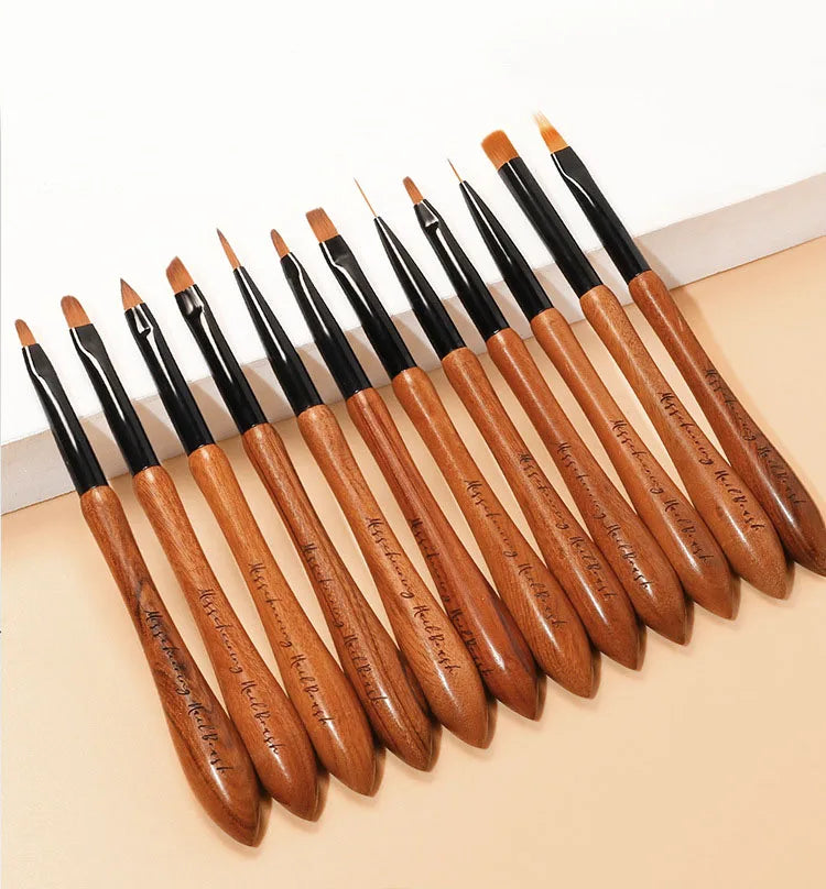 Nail Art Brush Calabash Pen Walnut Sandalwood Pole Painted Gradient Flower Gel Polish Carving Pencil Acrylic Manicure Tools