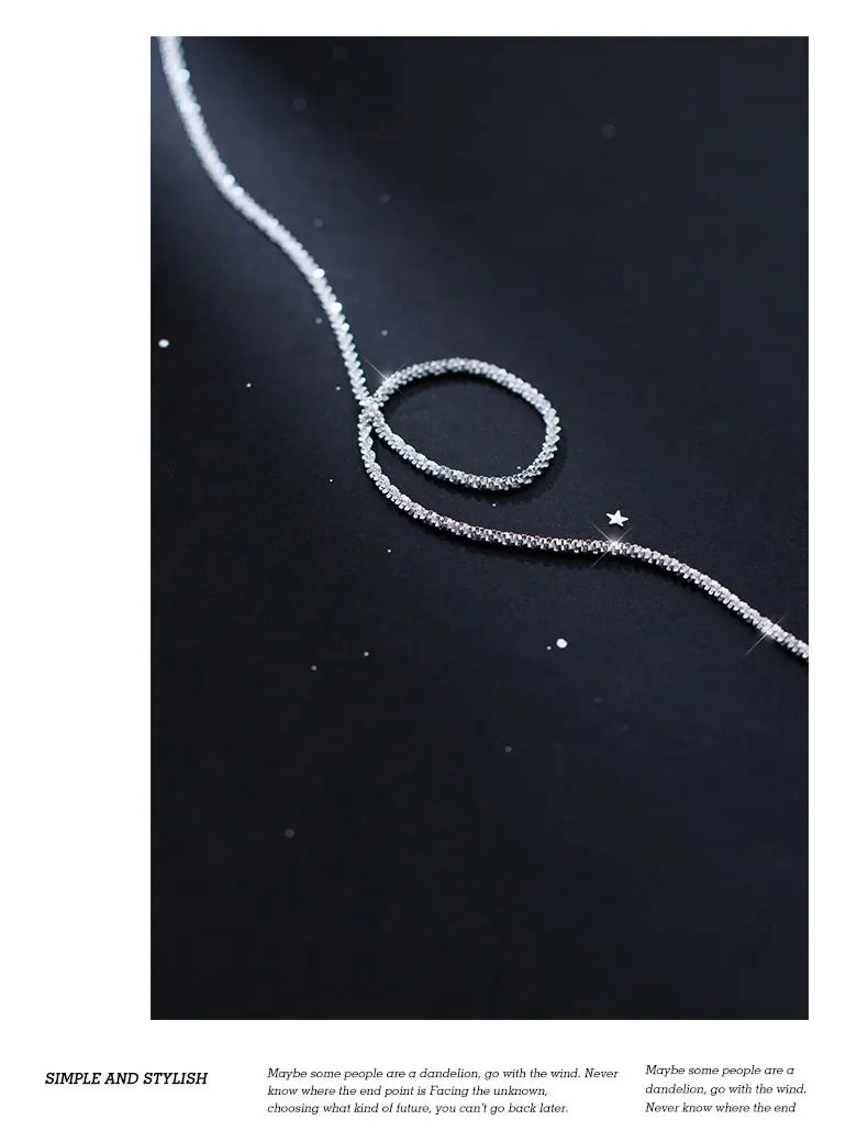40cm 45cm 50cm 55cm 60cm 70cm 80cm Female Necklace For Women On Neck Silver 925 Chain Necklaces Women Girl Fashion Jewelry Bling