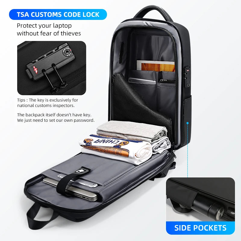 Fenruien Business Laptop Backpack — TSA Lock, USB Charging & Waterproof Travel Bag