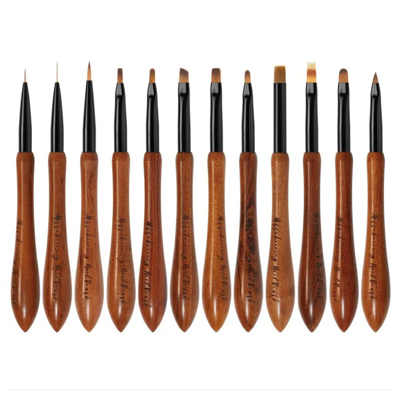 Nail Art Brush Calabash Pen Walnut Sandalwood Pole Painted Gradient Flower Gel Polish Carving Pencil Acrylic Manicure Tools