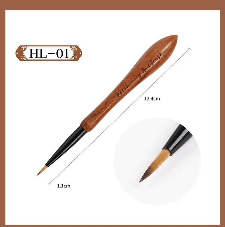 Nail Art Brush Calabash Pen Walnut Sandalwood Pole Painted Gradient Flower Gel Polish Carving Pencil Acrylic Manicure Tools