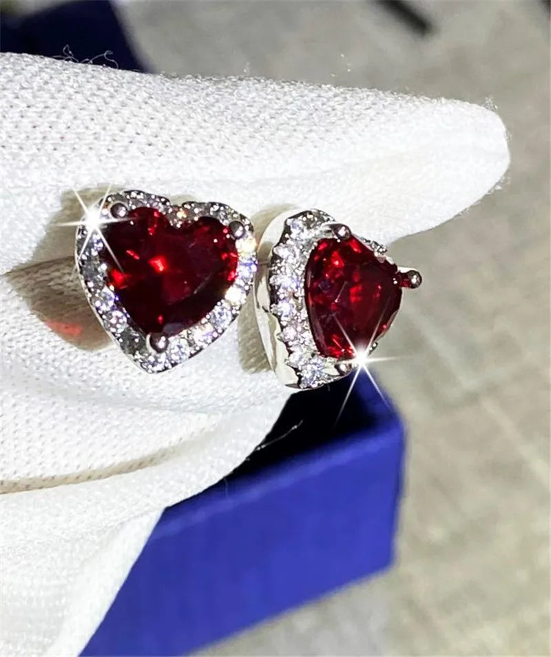 CC Stud Earrings For Women 925 Silver Needle Heart Cubic Zirconia Wedding Engagement Promise Bridal Jewelry Drop Shipping CCE663