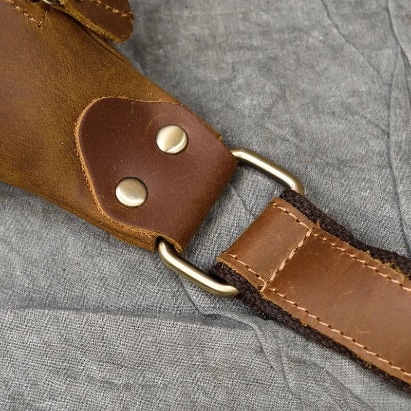 Luufan Crazy Horse Cowhide Leather Waist Bag — Men's Mini Travel Fanny Pack & Phone Pouch