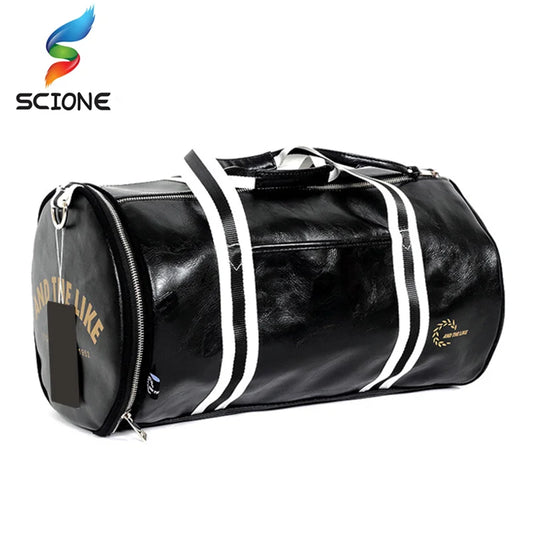 Premium PU Leather Men's Gym Bag with Independent Shoe Pocket | Fitness Training Travel Shoulder Bag | 6 Styles