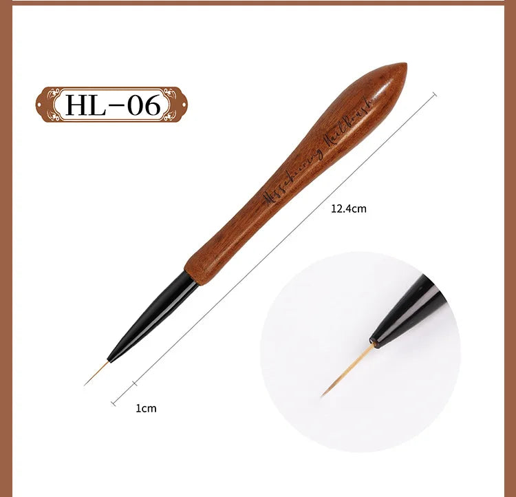 Nail Art Brush Calabash Pen Walnut Sandalwood Pole Painted Gradient Flower Gel Polish Carving Pencil Acrylic Manicure Tools