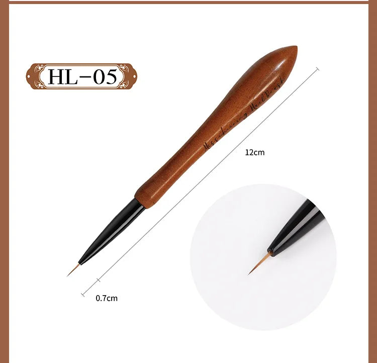 Nail Art Brush Calabash Pen Walnut Sandalwood Pole Painted Gradient Flower Gel Polish Carving Pencil Acrylic Manicure Tools
